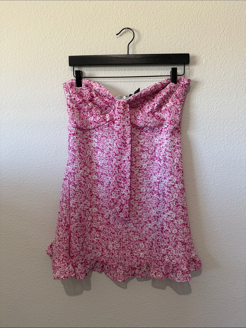 Forever 21 Pink Floral Strapless Tie-Front Dress